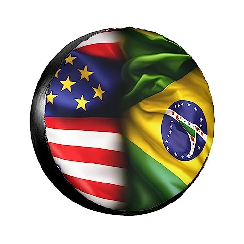 Amerikanische und brasilianische Flaggen Ersatzreifenabdeckung – wasserdichte und sonnenfeste Reifenabdeckung für Wohnmobile, Anhänger, SUVs und LKWs – lustig und ansprechend