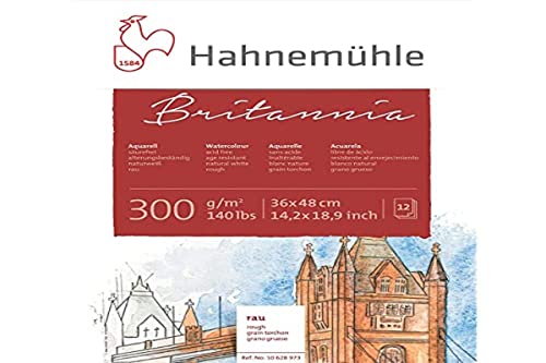 Hahnemühle Aquarellkarton Britannia, rau, 300 g/m², 36 x 48 cm, 12 Blatt