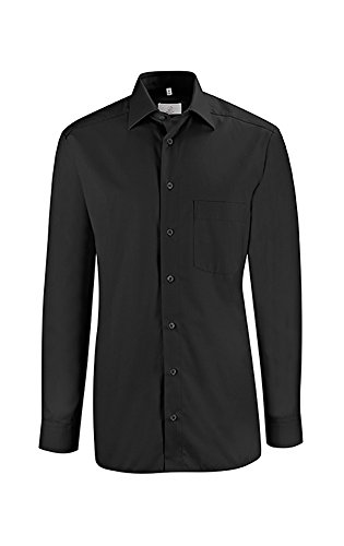 GREIFF Größe 43/44 Corporate Wear Basic Herren Hemd Regular Fit Langarm Schwarz Modell 6665