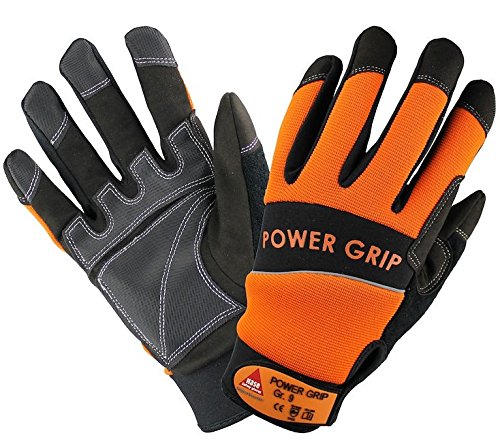 10 Paar - POWER GRIP schwarz/orange, 5-Fg.-Handschuhe Neoprene, - HASE - 402000 - Größe 11