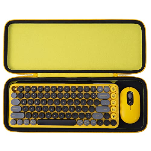 Aenllosi Hart Tragen Tasche Hülle für Logitech Pop Keys Mechanische kabellose Tastatur, Nur Tasche (Gelb)