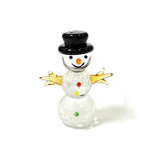 Niedliche Murano-Glas-Schneemann-Miniaturfiguren basteln Ornamente Festival-Weihnachts-Neujahrs-Geschenke for Kinder-Heimdekor-Kollektion ( Color : A/Black , Size : HIGH About 5.2CM )