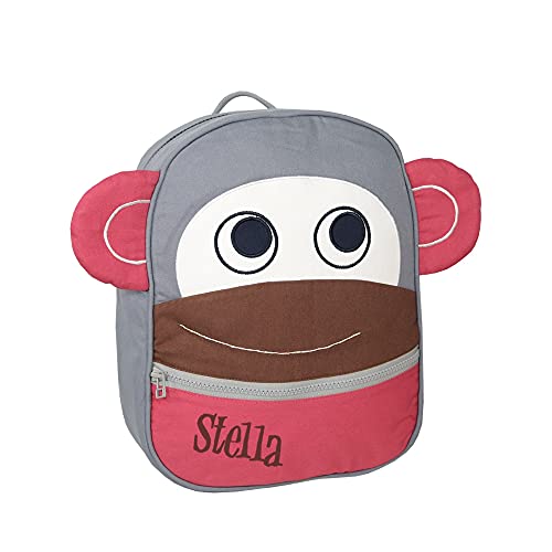 Personalisierter Kindergarten-Rucksack mit Name für Jungen Mädchen | Motiv Affe Tiere | Kleiner Rucksack für Kinder 2-6 Jahre