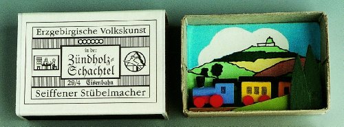 Rudolphs Schatzkiste Miniaturzündholzschachtel Eisenbahn BxH 5x4 cm NEU Seiffen Miniatur Zündholz Streichholz Holz Dekoration Erzgebirge Holzkunst