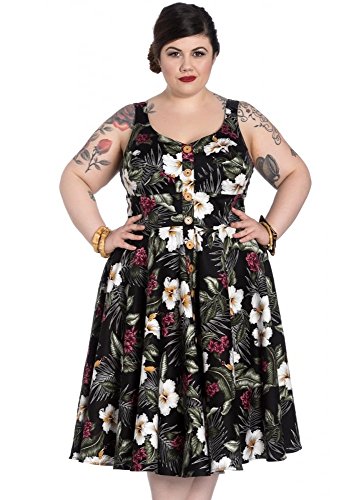 Hell Bunny Damen 50er Jahre Kleid Tahiti (Black, X-Small)