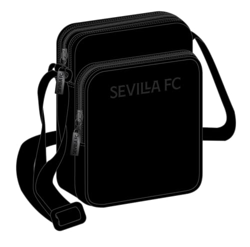 safta Unisex Kinder Umhängetasche mit Außentasche von Sevilla FC Teen, 160 x 60 x 220 mm, Schwarz, Estándar