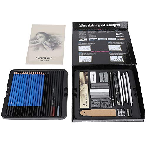 Sketching Set, Skizzieren/Zeichnen Bleistifte Set 50 Stück Sketching Art Kit Professionelle Malutensilien Skizzieren Bleistifte Charcoal Stick Art Tools