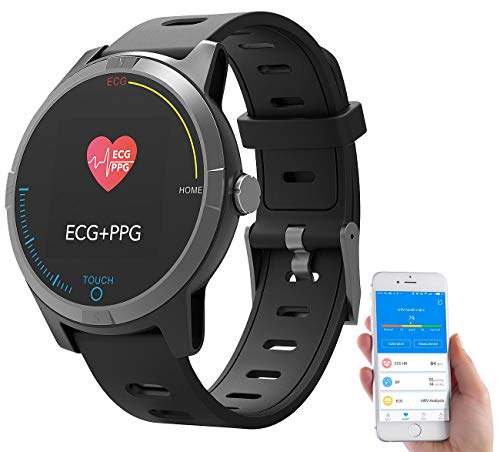 newgen medicals Blutdruck Uhr: Fitness-Uhr mit Bluetooth, Herzfrequenz- und EKG-Anzeige, App, IP67 (Fitness Uhr mit EKG Funktion)