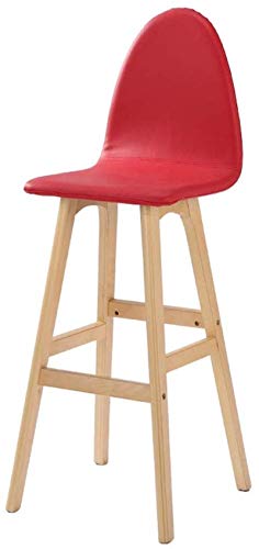IVHJLP Massivholz-Stab-Stuhl Kreative High Back Chair Europäisches Holz Barhocker Mode Barhocker Einfache Hoch Hocker (Color : Red, Size : 2)