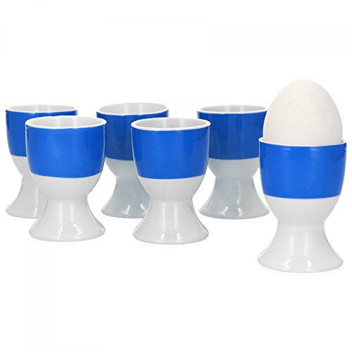 Van Well Set of 6 Egg Holders Series Vario Porcelain - Choice of Colours blue