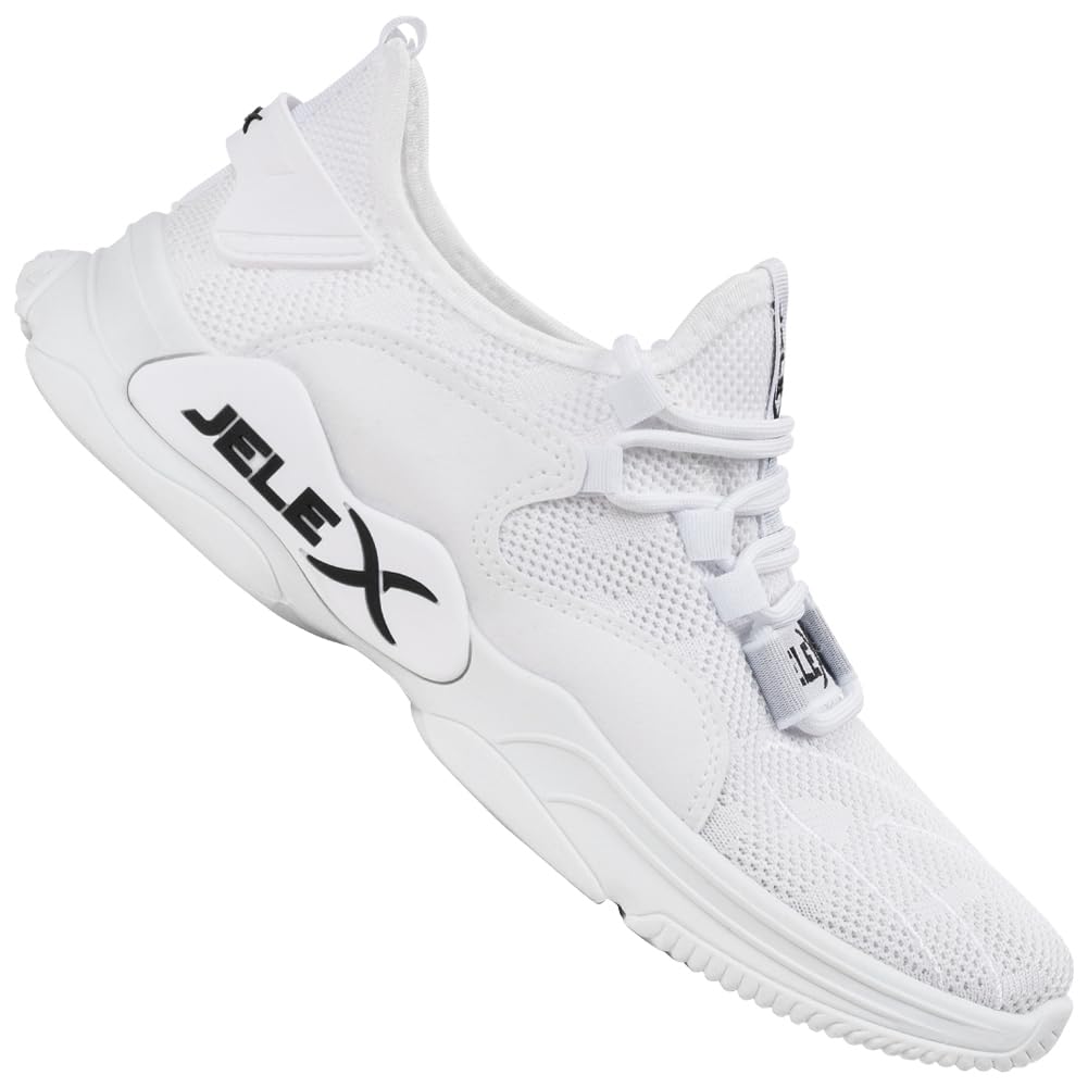 JELEX Performance Herren Sneaker in grau/schwarz. Atmungsaktive Sportschuhe mit Mesh-Obermaterial und Rutschfester Sohle. (Weiß, EU Schuhgrößensystem, Erwachsene, Numerisch, M, 41)
