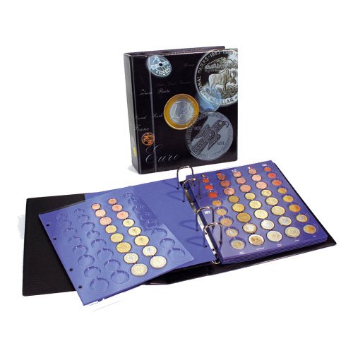 SAFE 7317 Münzalbum Münzen Sammelalbum | Euro Münzen aufbewahren | Euromünzen Sammelalbum mit 6 Blatt für 24 Euro Sätze in Kapseln