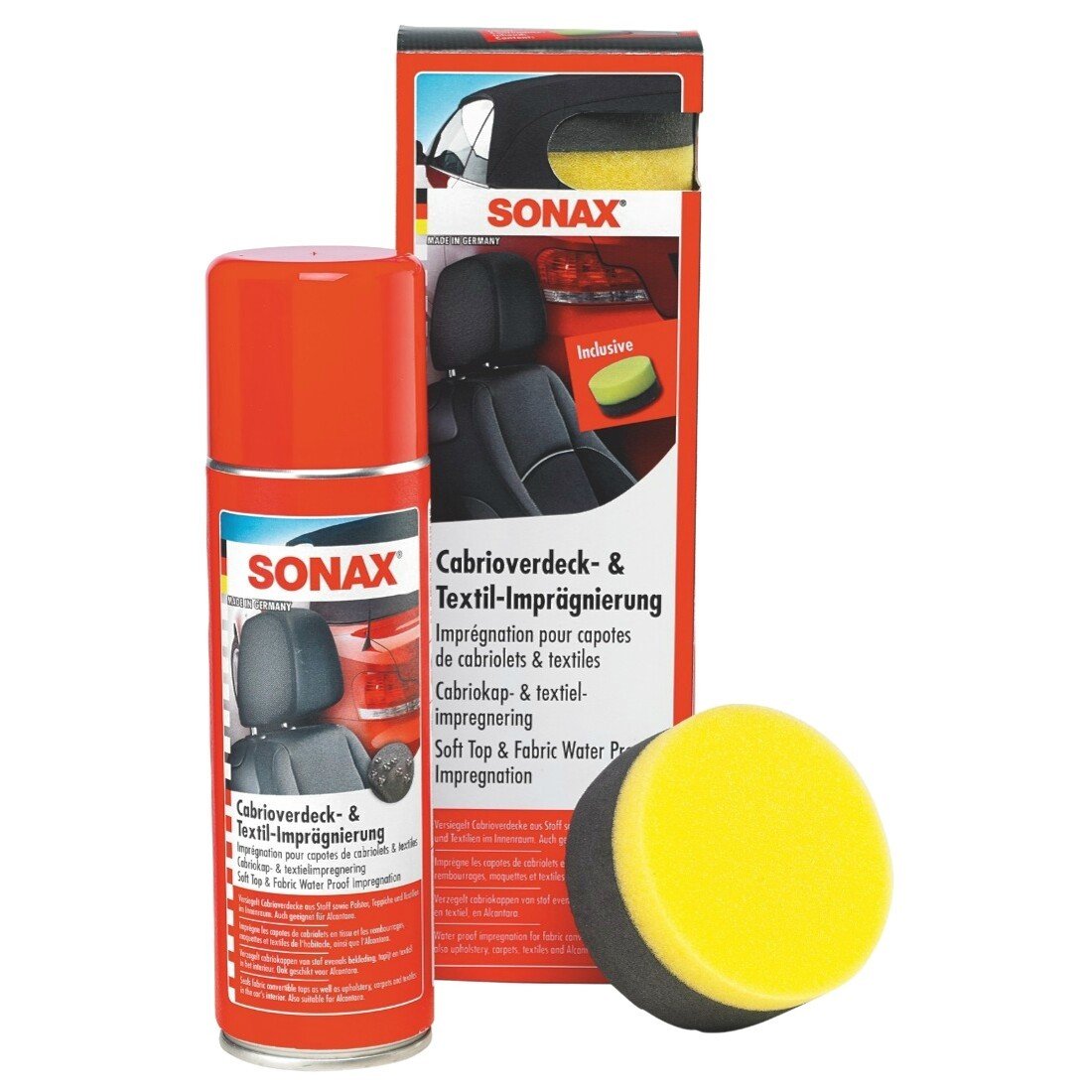 SONAX Cabrioverdeck- & TextilImprägnierung (300 ml) Versiegelung und Imprägnierung für Cabrioverdecke aus Stoff | Art-Nr. 03102000