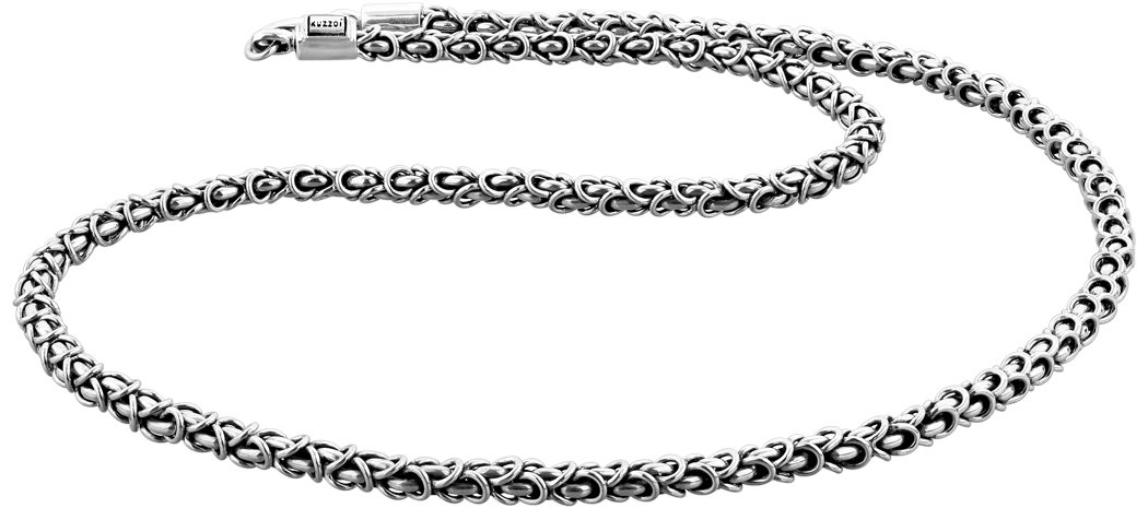 Kuzzoi massive 925 Sterling Silber Königskette Herren Halskette, Dicke 4mm, Länge 50 cm, mit Schmuckbox - 345054-050