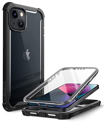 i-Blason Transparent Hülle für iPhone 13 (6.1") Bumper Case 360 Grad Handyhülle Robust Schutzhülle Cover [Ares] mit Displayschutz 2021 (Schwarz)