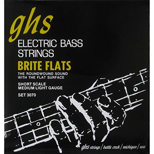 GHS Brite Flats 3070 R Short Scale Flat Wound Bass 4-String Set 049-108