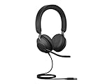 Jabra Evolve2 40 PC Headset – Noise Cancelling Microsoft Teams Certified Stereo Headphones With 3-Microphone Call Technology – USB-A Cable – Black