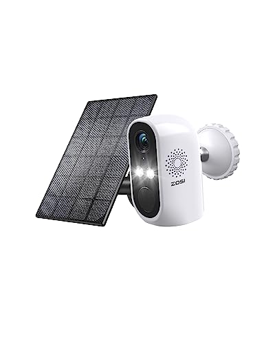 ZOSI Akku Überwachungskamera mit Solarpanel, 2K Kabellos IP Kamera Überwachung Aussen WLAN mit Farbige Nachtsicht, 2-Wege Audio, AI Menschenerkennung
