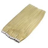 Klebeband in menschlichen Haarverlängerung, Remy Blonde Gerade Haar Nahtlose Haut Schuss Unsichtbare doppelseitige Band Haarverlängerung 613# Für Frauen,4 packages,30''/75cm