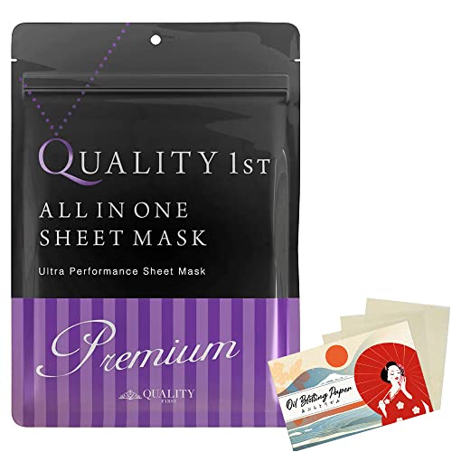 Quality 1st All In One Facial Sheet Mask 3 Sheets - Premium EX Blotting Paper Set