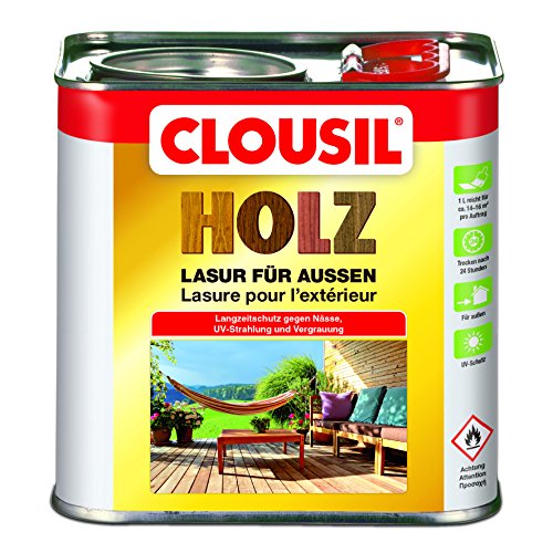 CLOUsil Holzlasur Holzschutzlasur für außen braun Nr. 12, 2.5L: Wetterschutz, UV-Schutz, Nässeschutz und Schimmel für alle Holzarten - in verschiedenen Farben