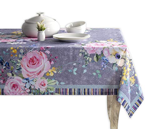 Maison d' Hermine Sweet Rose Lavender-Lush Lavender 100% Baumwolle Tischdecke für Küche | Abendessen | Tischplatte | Dekoration Parteien | Hochzeiten | Frühling/Sommer (Rechteck, 140 cm x 180 cm)
