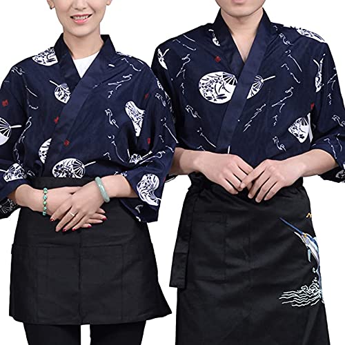 DNJKH Unisex Koch Mantel, Atmungsaktiv Hotel Jacke, Mode Japanischer Stil Sushi Hemd