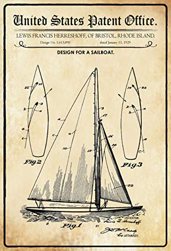Ontrada Holzschild 30x40cm Patent Entwurf Segelboot 1929 Metall Holz Schild
