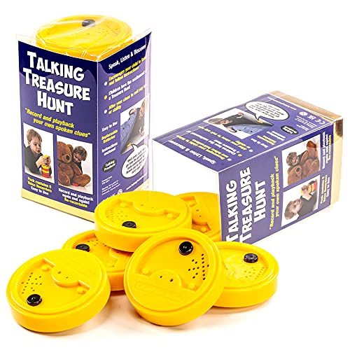 Talking Products, Talking Tins Schatzsuche-Spiel für Kinder, inklusive 6 gelben sprechenden Diktierdosen, 20 Sekunden, ideal für pädagogisches Sprechen und Hören von Klassenzimmern in Schulen