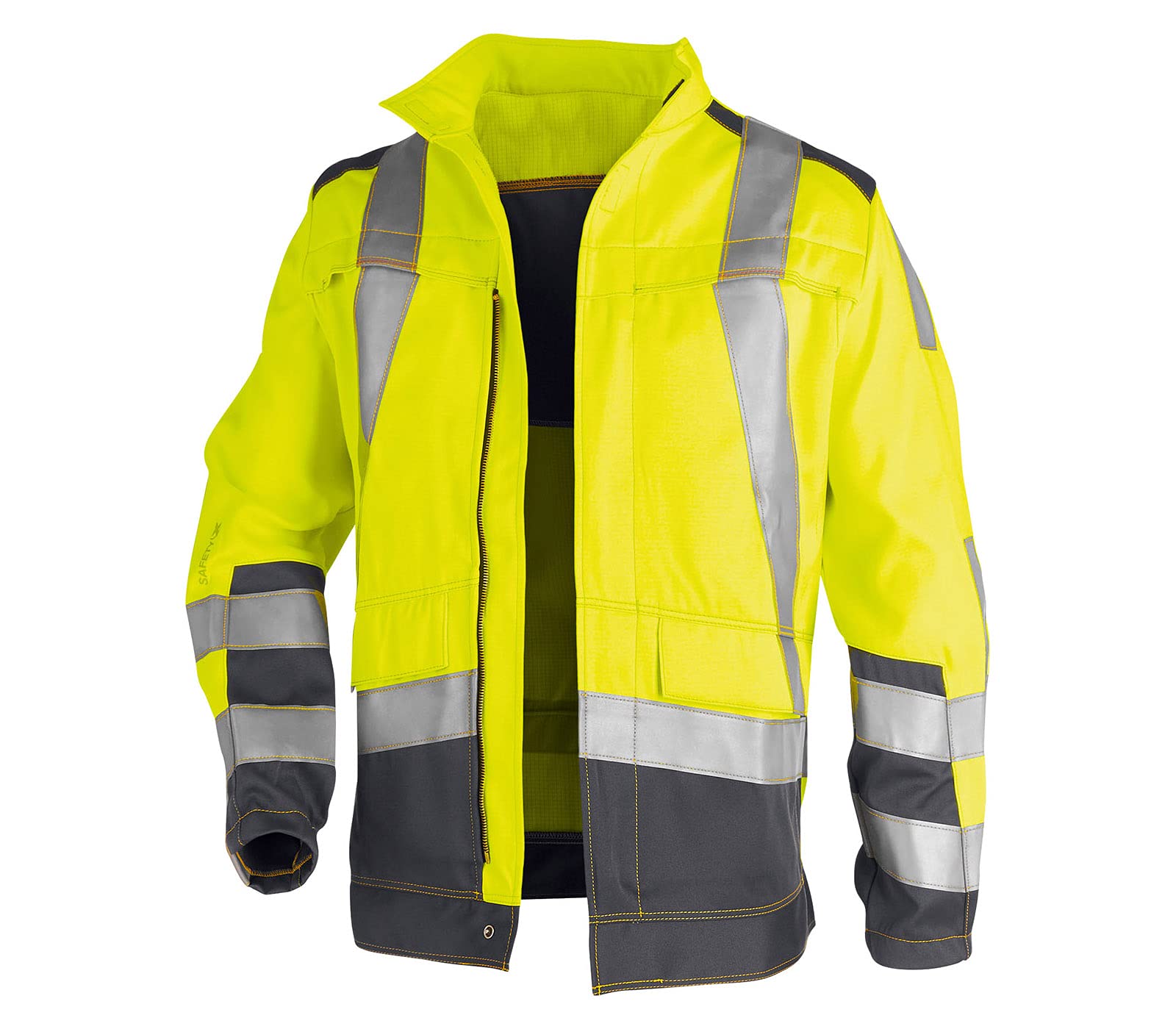 KÜBLER Workwear KÜBLER SAFETY X Arbeitsjacke warngelb, Größe 44, Herren-Arbeitsjacke aus Mischgewebe, zertifizierte Arbeitsjacke