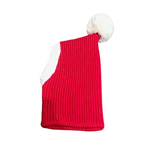 Popopopp Weihnachtsmütze – lustige gehäkelte Schlauchmütze für Hunde und Katzen, warm, Rot, XL, rot