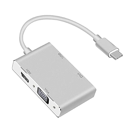 N37 USB 3.1 Typ C auf HDMI VGA DVI USB 3.0 Adapter Konverter Chromebook MacBook, Geeignet für Chromebook, MacBook 12" / Pro 13" & 15" und die Anderen Laptop mit Type-C-Anschluß