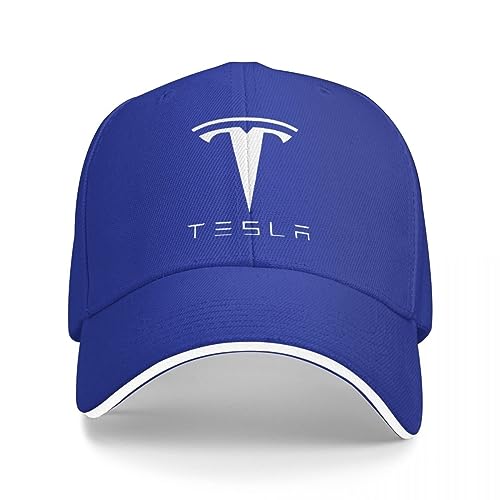 GRONGU Auto-Baseballmütze, Für Tesla Model 3 X S Y, Herren-Damen-Unisex-Baseballmützen,Blue