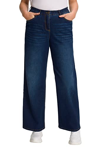 Ulla Popken Damen Mary, weites Bein, 5-Pocket, Komfortbund Flared Jeans, Blau (Dark Denim 93), (Herstellergröße:48)