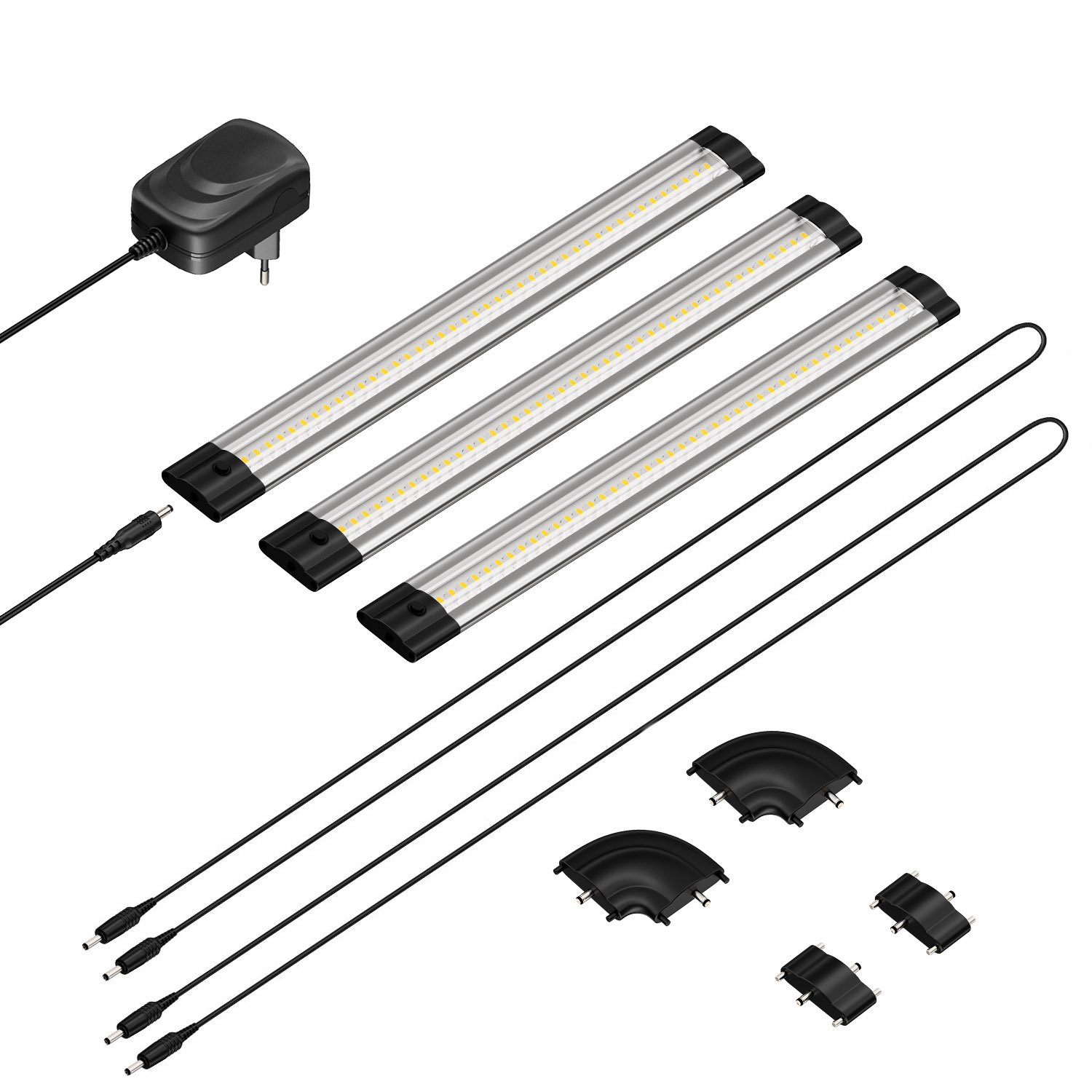 parlat LED Unterbau-Leuchte SIRIS, flach, je 30cm, 100cm Kabel, je 368lm, warm-weiß, 3er Set