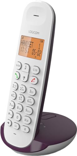 Logicom Iloa 155T Schnurloses Festnetztelefon mit Anrufbeantworter – Solo – analoge und DECT-Telefone – Aubergine