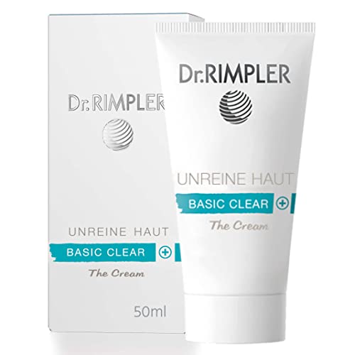 Dr. Rimpler Basic Clear+ The Cream - Feuchtigkeitscreme für das Gesicht, beruhigende, mattierende 24-Stunden-Creme zur Normalisierung unreiner Haut, vegane Tages- und Nachtpflege (1 x 50 ml)