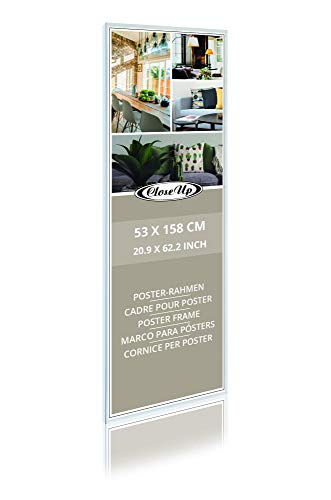 Close Up Posterrahmen, Wechselrahmen 53 x 158 cm, weiß - mit bruchfester PVC-Scheibe, Kunststoff Bilderrahmen für Langbahnposter, Türposter und Bilder