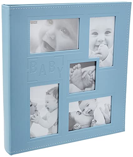 Pioneer Fotoalbum mit geprägtem Baby, genähter Kunstledereinband, 10,2 x 15,2 cm, für 240 Fotos, Babyblau