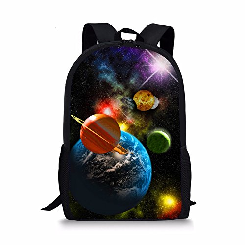 HUGS IDEA Schulrucksack mit Planetenmuster für Kinder, Jungen, Schultertasche, Büchertasche, lässiger Tagesrucksack