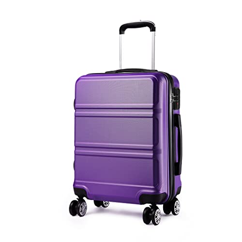 Kono Koffer Trolley Hartschale Handgepäck Zwillingsrollen Leichtgewicht ABS Kabinentrolley Reisekoffer Zahlenschloss 55cm (violett)