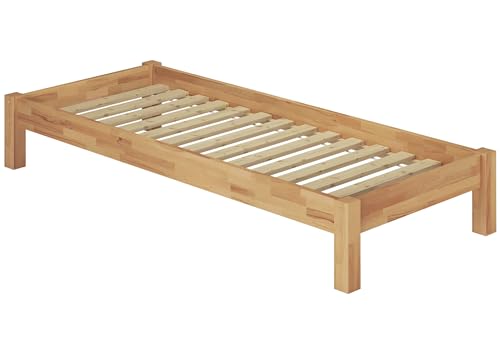 Erst-Holz® Einzelbett Buchebett Natur Massivholz 120x200 Futonbett Jugendbett Rollrost 60.84-12