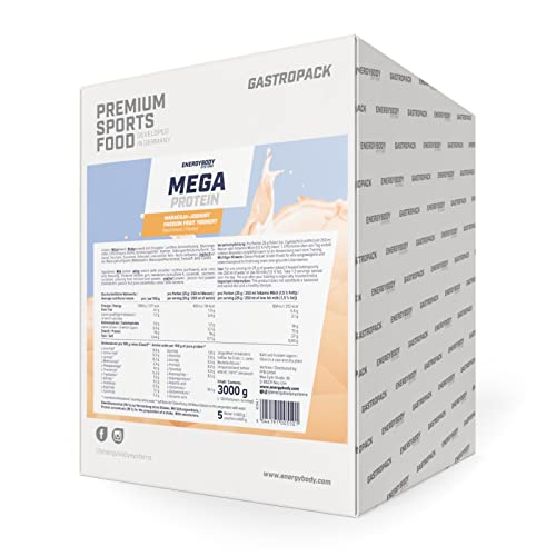 Energybody Mega Protein Maracuja-Joghurt / Gastropack 3000 g / Mehrkomponenten Protein mit Casein Whey Mix als Eiweißshake / Eiweisspulver ohne Aspartam/ Protein-Pulver