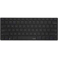 Rapoo E6080 kabellose Tastatur, Bluetooth 3.0, 4.0, kompakt, flaches 5.6 mm Aluminium-Design, aufladbarer Akku, DE-Layout (QWERTZ), schwarz
