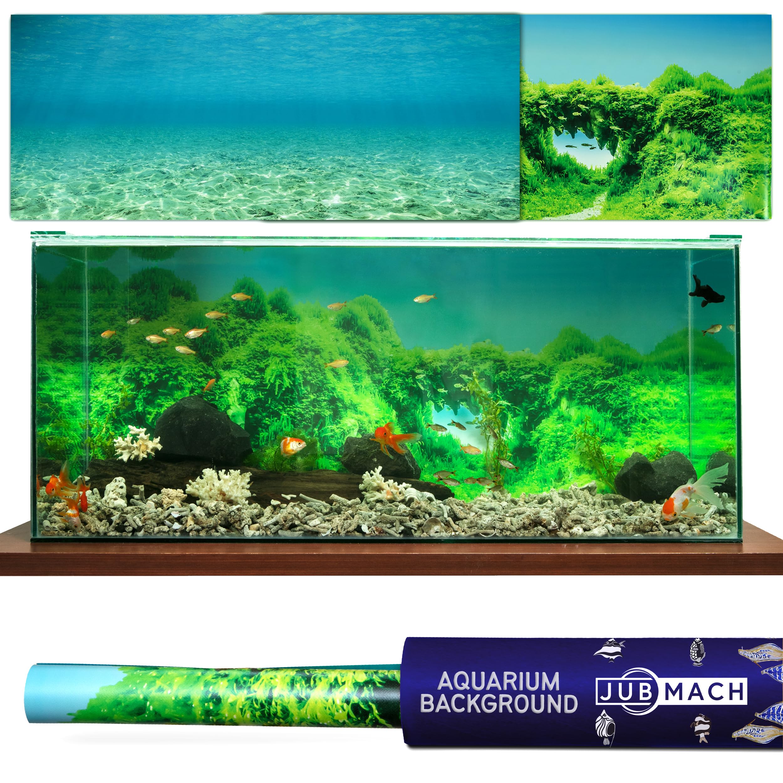 JUBMACH Premium Aquarium Hintergrund Poster,Unterwasserwelt Fisch Tank Hintergrund Aquarium Hintergrund Dekoration Terrarium Hintergrund Langlebig PVC Doppelseiten Unterwasser Hintergrund Bild (24x60)