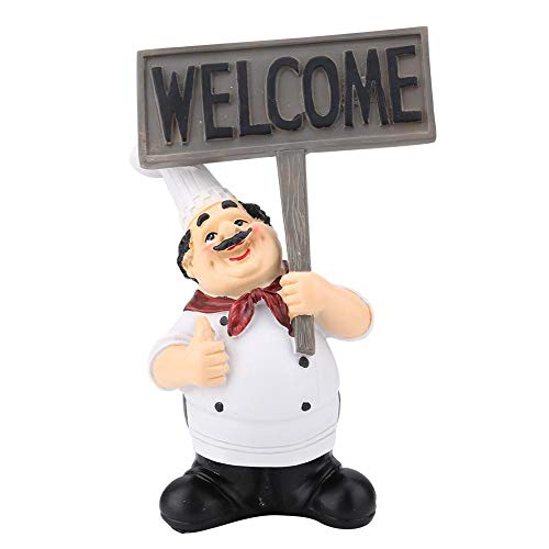 Koch Figur Miniatur, Niedliche Mini Resin Restaurant Chef Statue mit Welcome Board Ornamente für Home Desk Restaurant Dekor