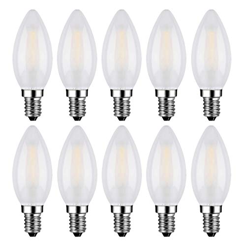 MENTA E14 LED Kerzenform, 10er Pack E14 Kerze LED Lampe, 4W ersetzt 40 Watt Kerze, 6500K Kaltweiss, E14 Filament Fadenlampe, 220-240V AC, 400lm, 360° Abstrahlwinkel, nicht dimmbar, Matt Glas