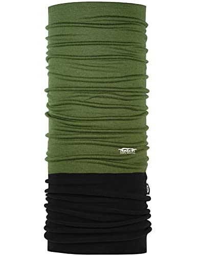 P.A.C. Merino Fleece Black Multifunktionstuch - Merinowoll Schlauchtuch, Halstuch, Schal, Kopftuch, Unisex, 8 Anwendungsmöglichkeiten