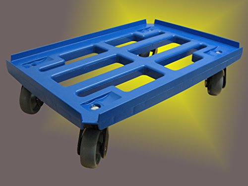 Transportroller für Boxen 600x400 mm blauem PP Rahmen 4x Kunststoff-Lenkrolle TPE Gummirad ø 100mm (blau)