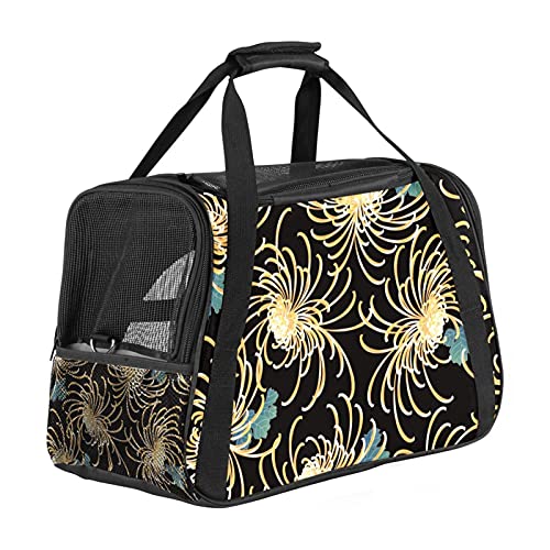 Abstrakte Chrysantheme Weiche Reisetasche für Hunde und Katzen Von der Fluggesellschaft zugelassen extrem atmungsaktiv 43x26x30 cm